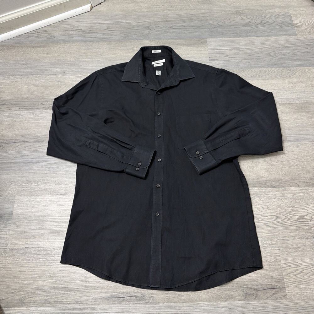 Van Heusen Men Classic Fit Shirt Pincord Wrinkle Free Long Sleeve BLK 15.5 32/33